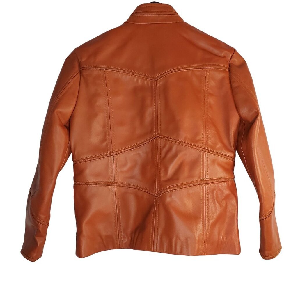 Urban Fashion Studios Eva Women’s 100% Real Tobacco Leather Sport Jacket XS - Picture 3 of 16